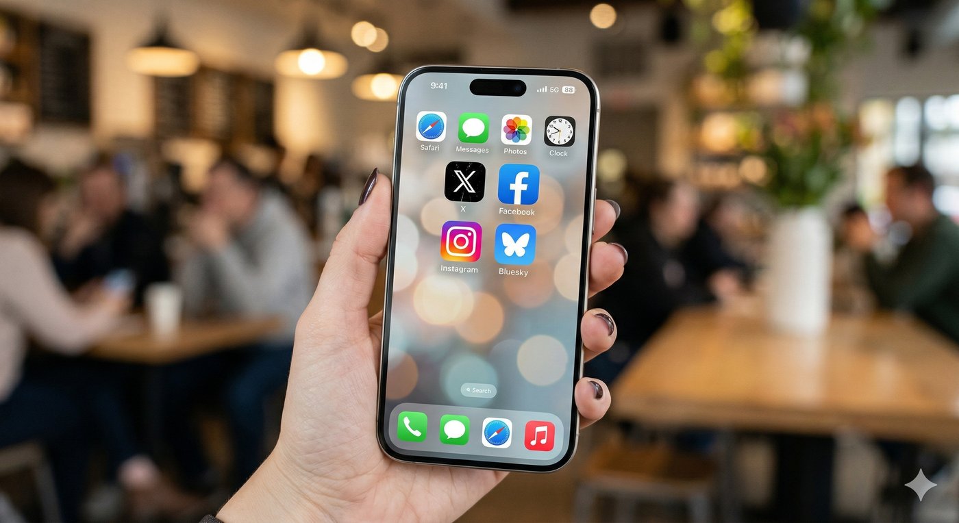Iconos de las redes sociales X, Facebook e Instagram representando la circulación de información en la sociedad